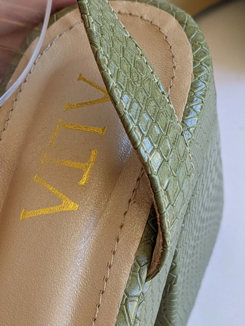 ALTA  Loretta Green Leather Platform Sandals 40